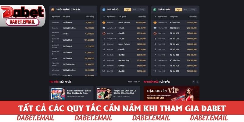 Tất cả các quy tắc cần nắm khi tham gia Dabet
